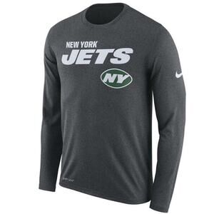 New York Jets NFL Fan Nike Dri-Fit Dark Gray Long Sleeve Lightweight Shirt Sz XL